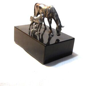 **** Metal HORSE & FOUL *** Figurine on MARBLE BASE
